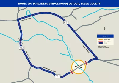 Route 607 bridge replacement detourmap Essex